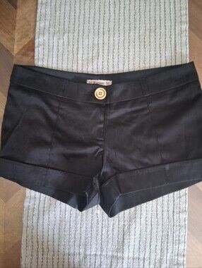 Forever 21 Black High-Waist Cuffed Dress Shorts